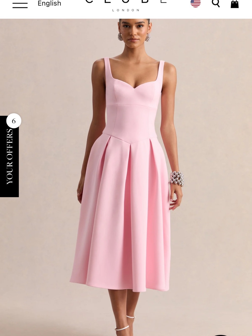 GRETA
Light Pink Sweetheart-Neck Midi Dress